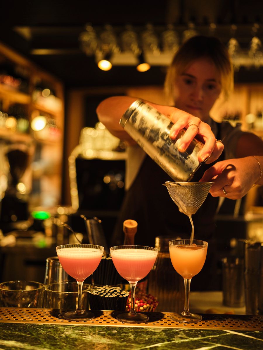 Pouring cocktails at Al lupo, North Fremantle