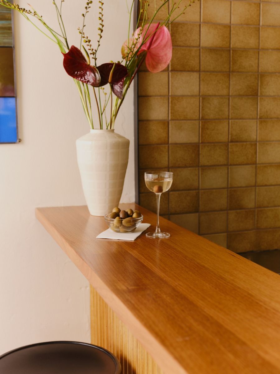 A Martini and olives at Sunhands in Melbourne