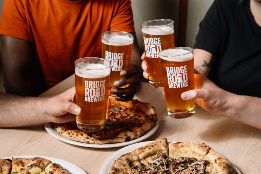 Beer and pizza at the new Bridge Road Brewers in Melbourne