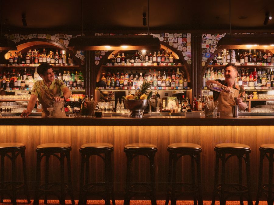 Behind the bar at Baptist Street Rec Club in Sydney
