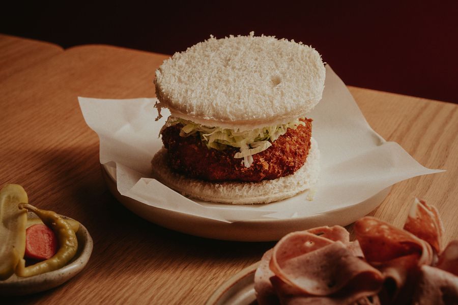 The fried Moreton Bay sandwich is a highlight at Bessie's and Alma's 