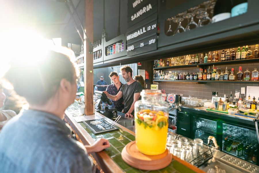 The bar area at Cornish Arms Rooftop Bar