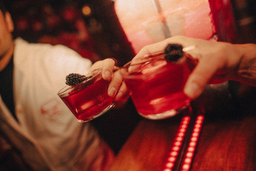 Handing over a cocktail at Little Cooler in Sydney 