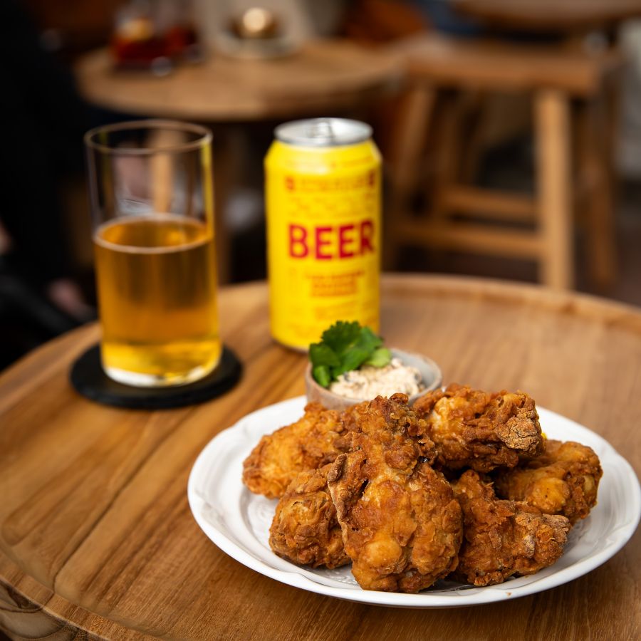 Chilled beer and delicious food served at Enter Via Laundry Bar