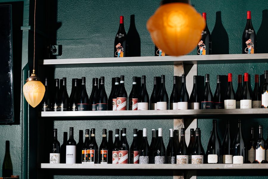 Some of the wines on offer at Bobbie Peels in North Melbourne 