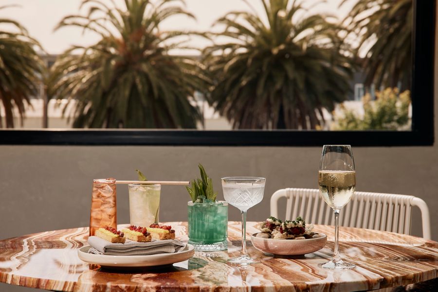 Food and drinks at Stellas with a view