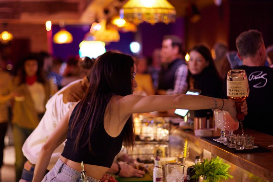 A busy bar scene inside Fremantle's Honky Tonk Blues