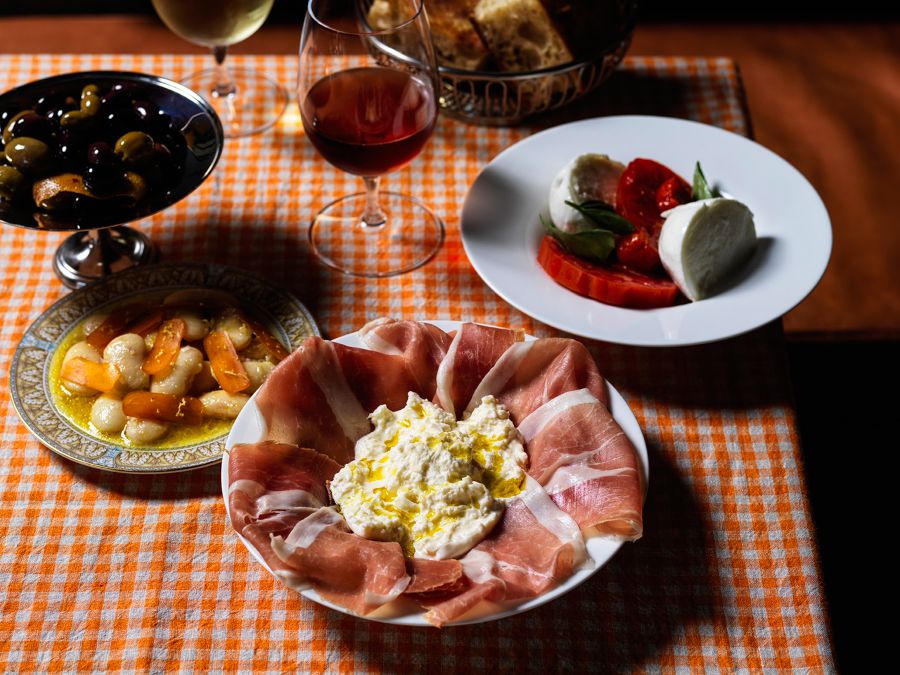 Food and cocktail served at bar