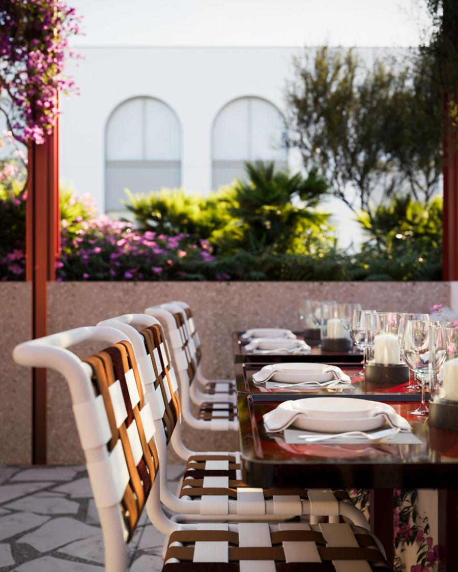 The seating at Mexican-inspired rooftop bar Lottie in Sydney