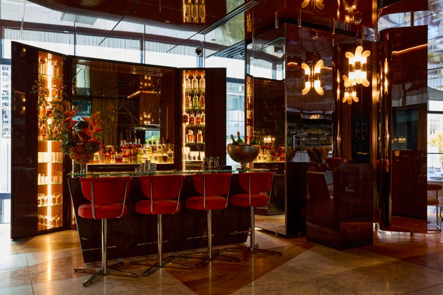 The striking bar at The Grill on one of the levels of The International  