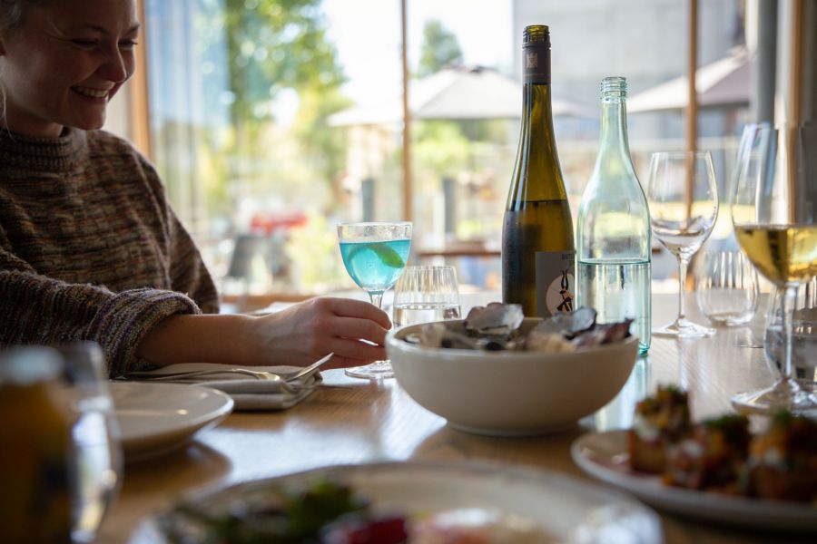 Enjoying drinks and snacks at Nina's Bar & Dining in Brunswick