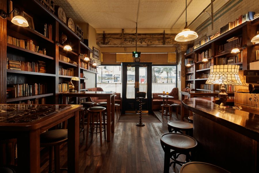 The timber features inside Henry G’s Wine Parlour, Sydney