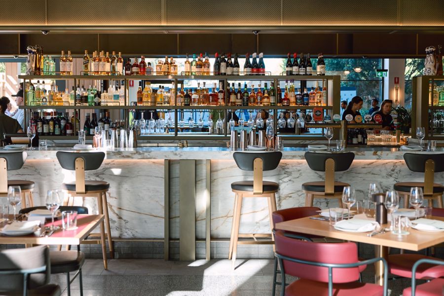 The bar counter and setting at Marmont in Melbourne