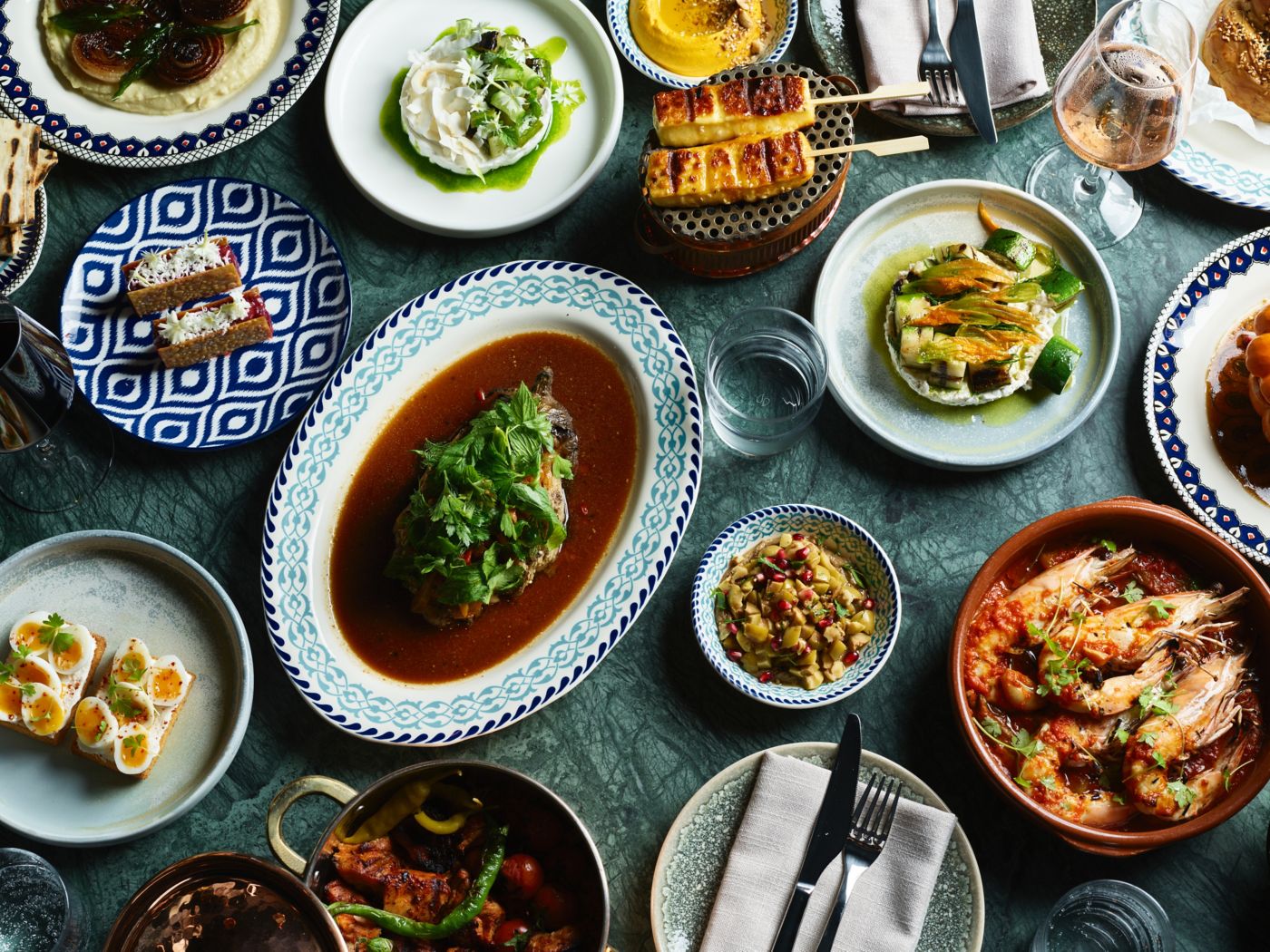 A table full of Turkish food at Maydanoz in Sydney, which offers BYO