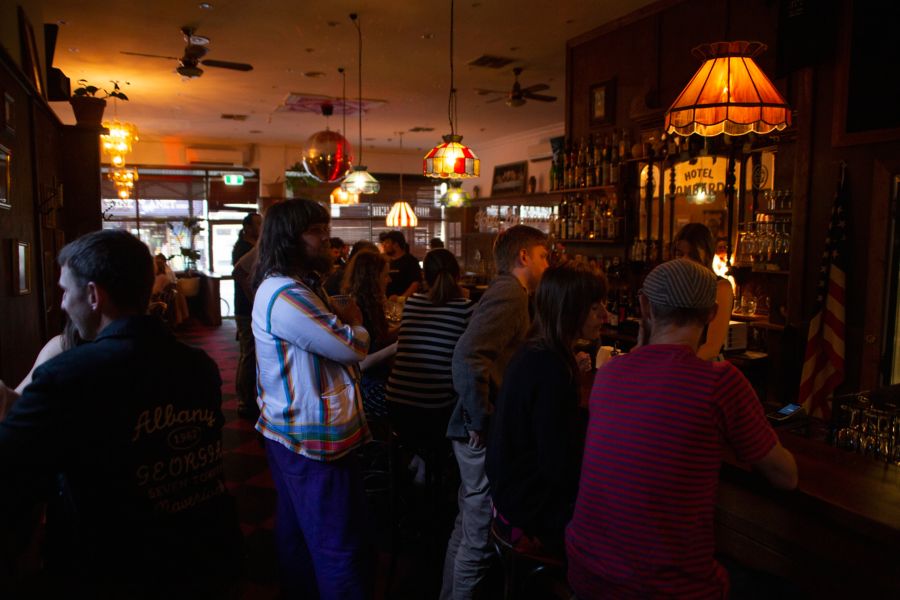 People standing at Hotel Lombardo
