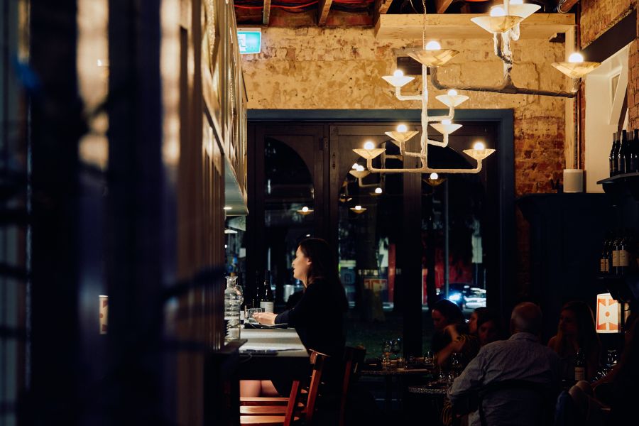A night scene inside Melbourne bar Patsy's 