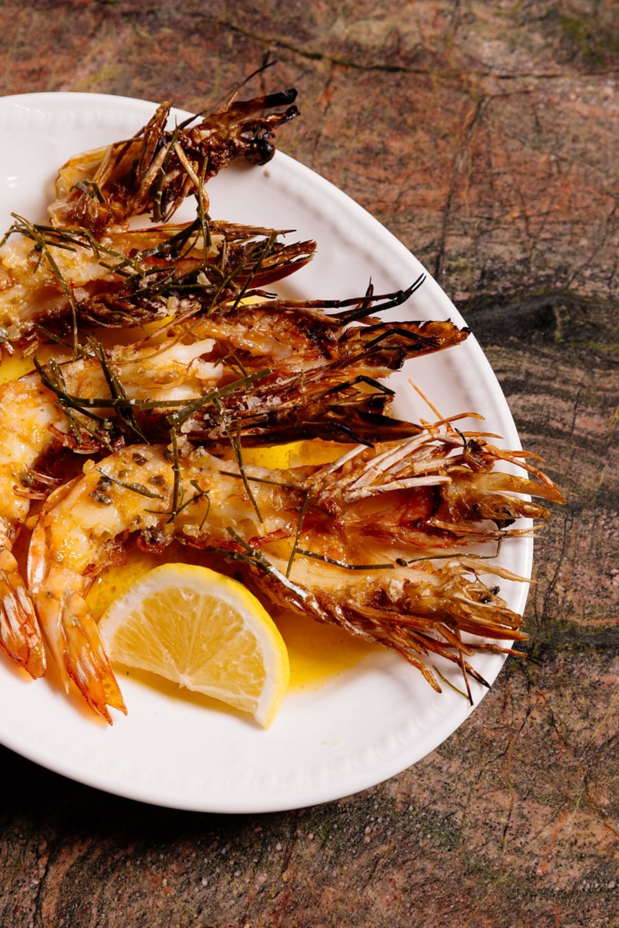 Giant grilled Skull Island king prawns at Bar Rocco