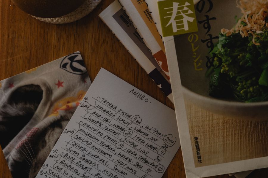 The excellent menu at Amuro