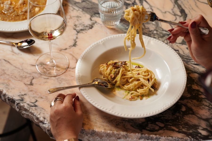 Pasta and wine at Bar Morris, Sydney
