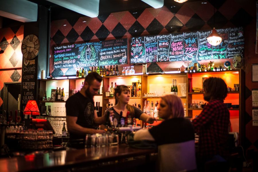Serving patrons at the Cornish Arms Rooftop Bar