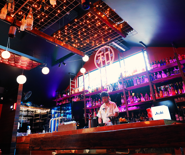 Behind the bar at Bar Wa Izakaya in Hobart