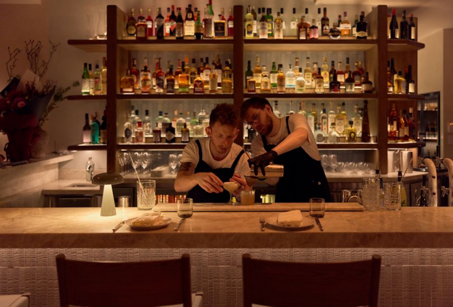 Behind the bar at the White Horse in Sydney