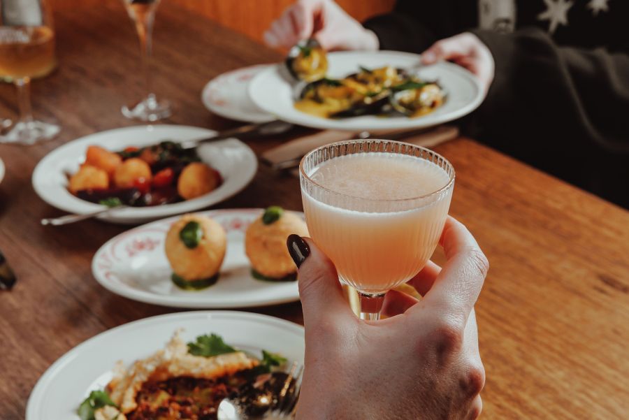 A spread of dishes served up at the Sporting Club Hotel, Melbourne