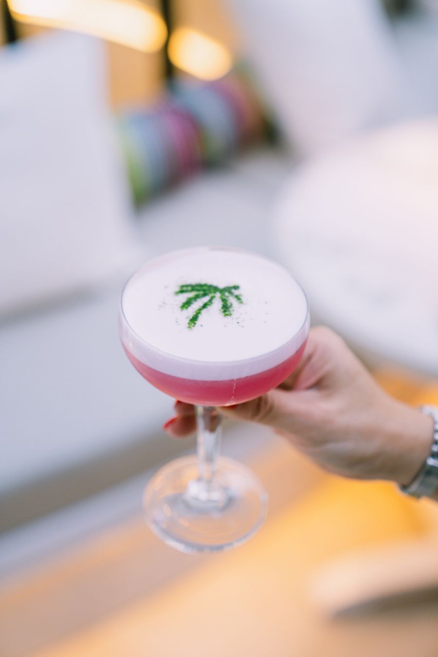 Cocltail and food at Purple Palm