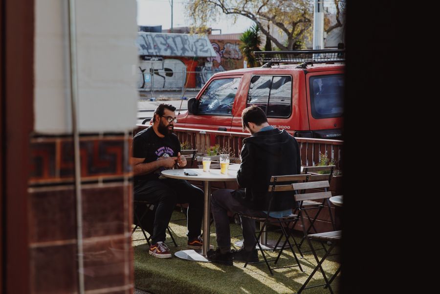 Outdoor seating at the Royal Oak Hotel in Melbourne
