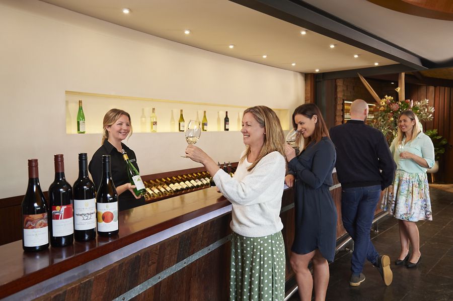 At the tasting counter at Leeuwin Estate