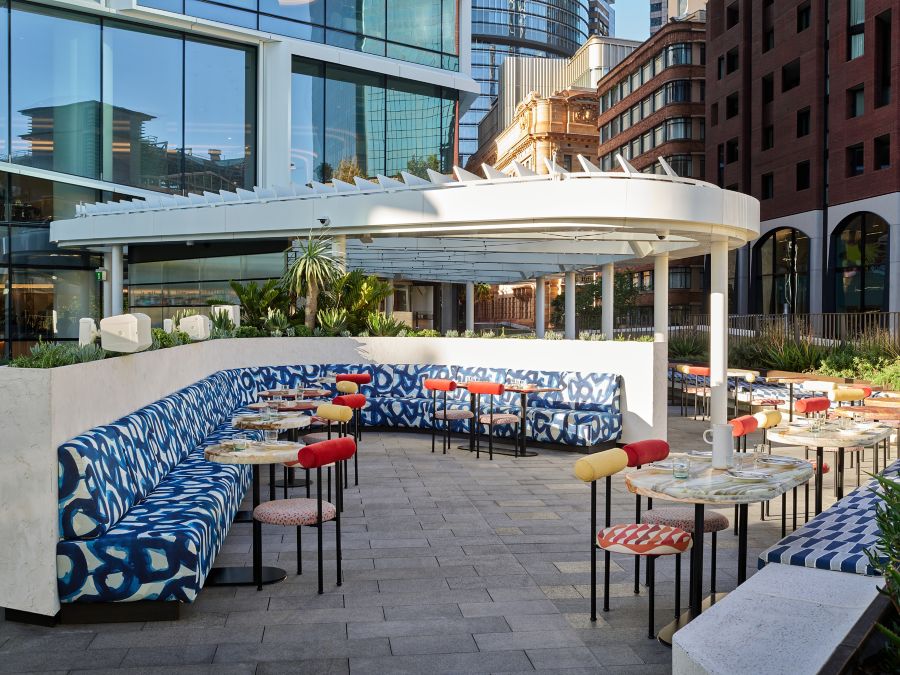 Outdoor seating at Martinez at Sydney's Circular Quay