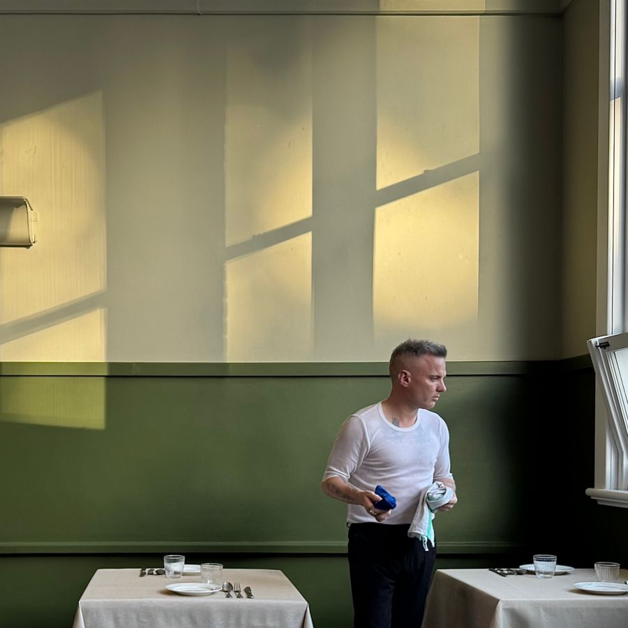 Inside Staguni, with the afternoon light coming in