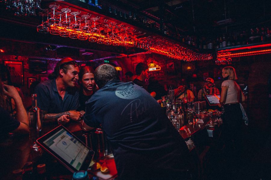 The bar in action at Memphis Slim's, Adelaide