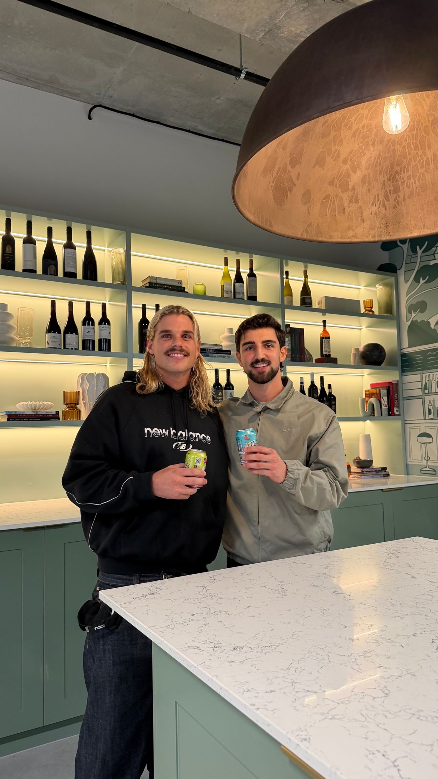 AFL stars Bailey Smith and Josh Daicos with their drinks brand Barry