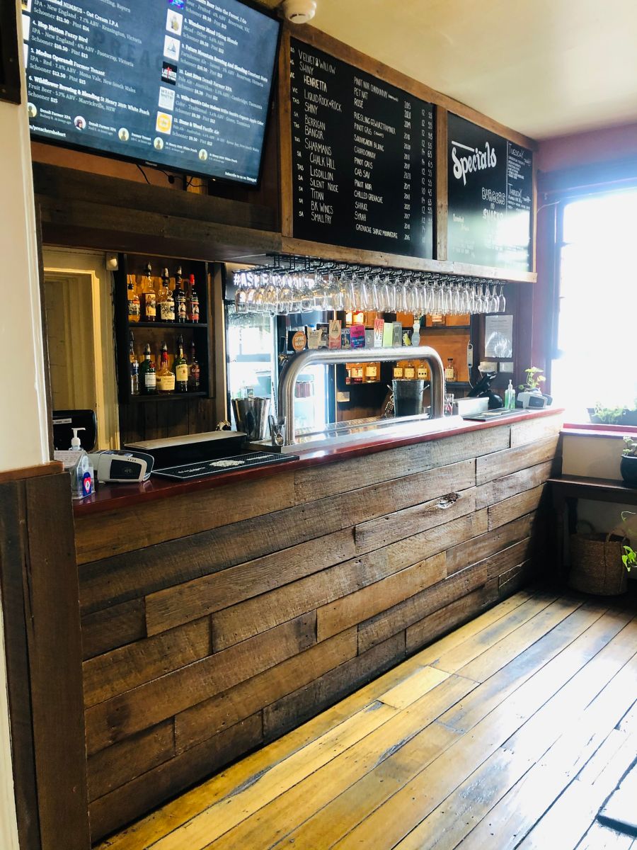 The bar at Preachers, Hobart