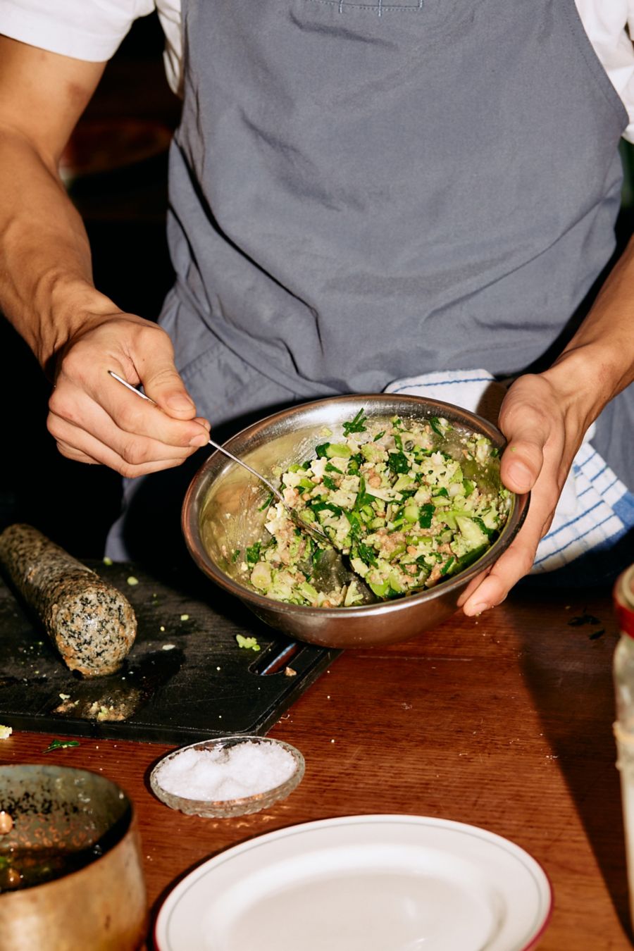 Dish prepration by chef at Gray and Gray