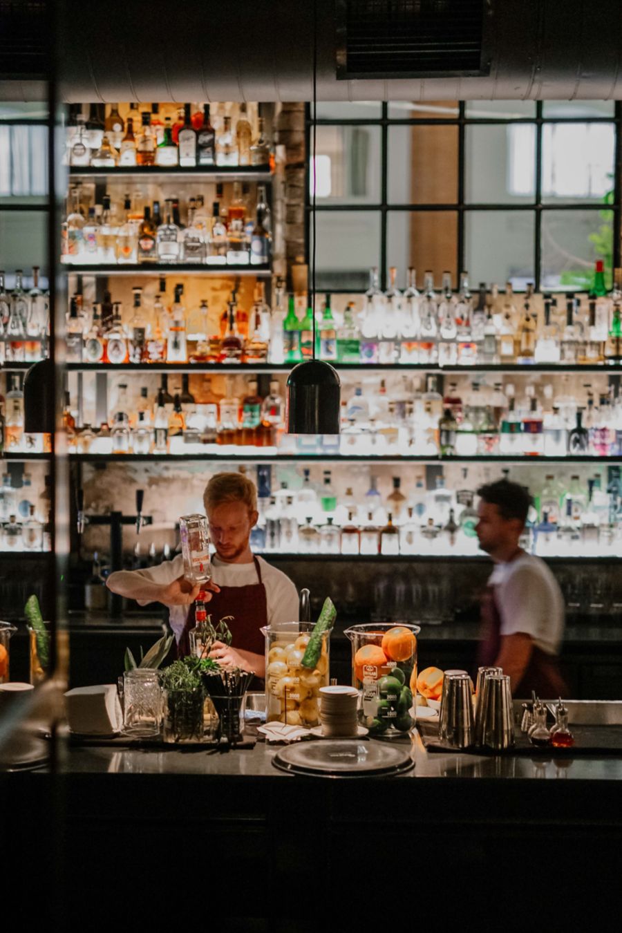 A bartender in action at Agnes Wine Bar 
