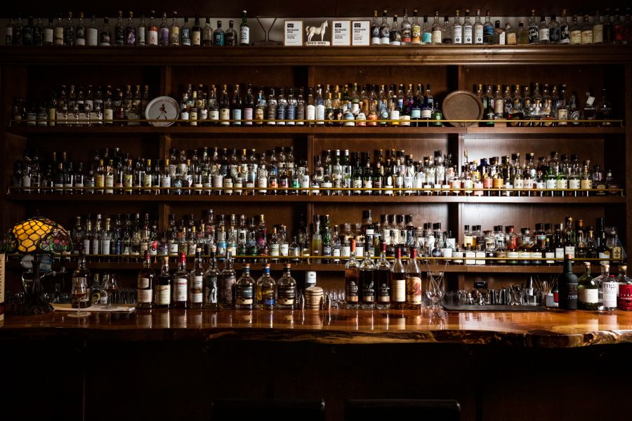 Whisky bottles at The Elysian whisky bar in Melbourne