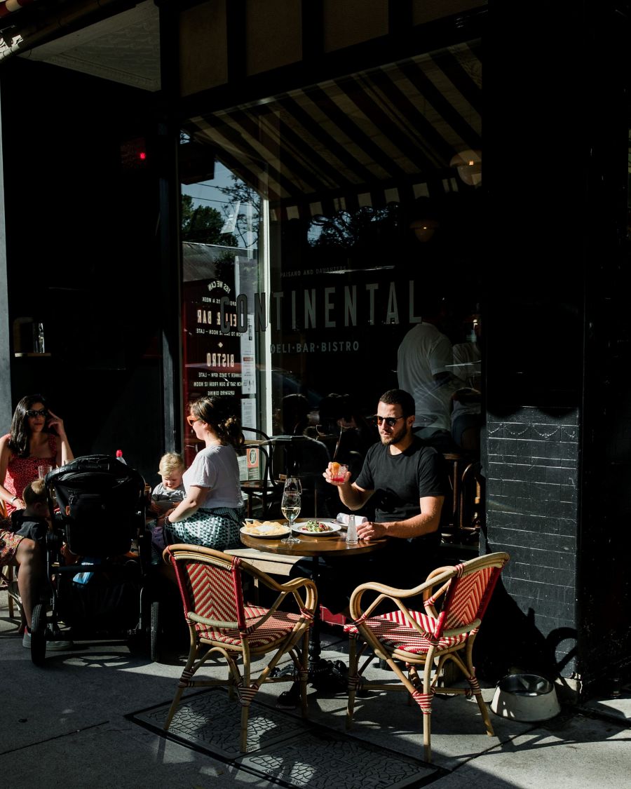Outdoor seating at Continental Deli Bar and Bistro in Sydney