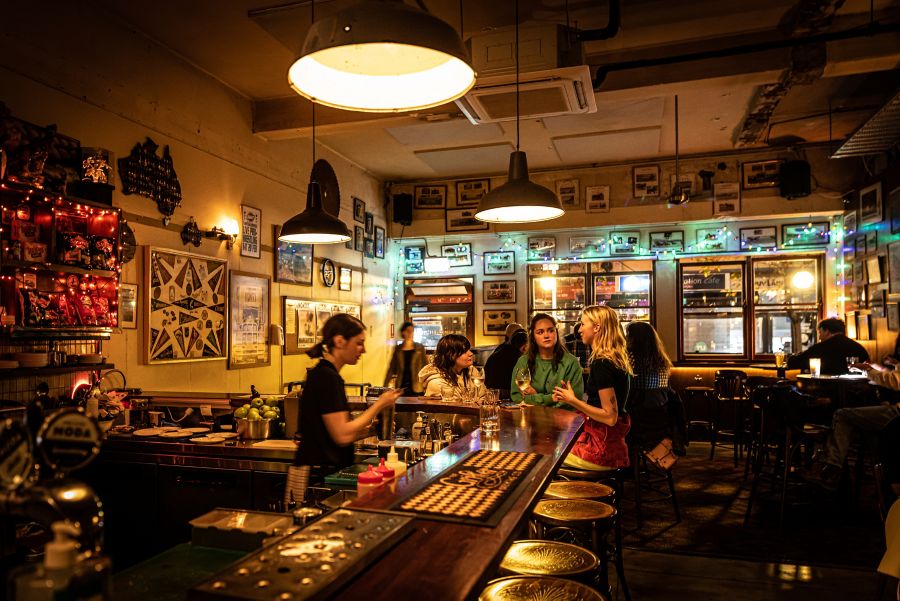 The bar counter at The Marrickville Hotel