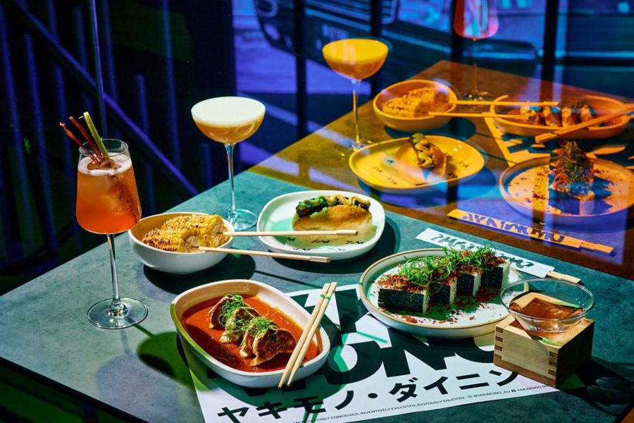 Food and cocktail served at Yakimono