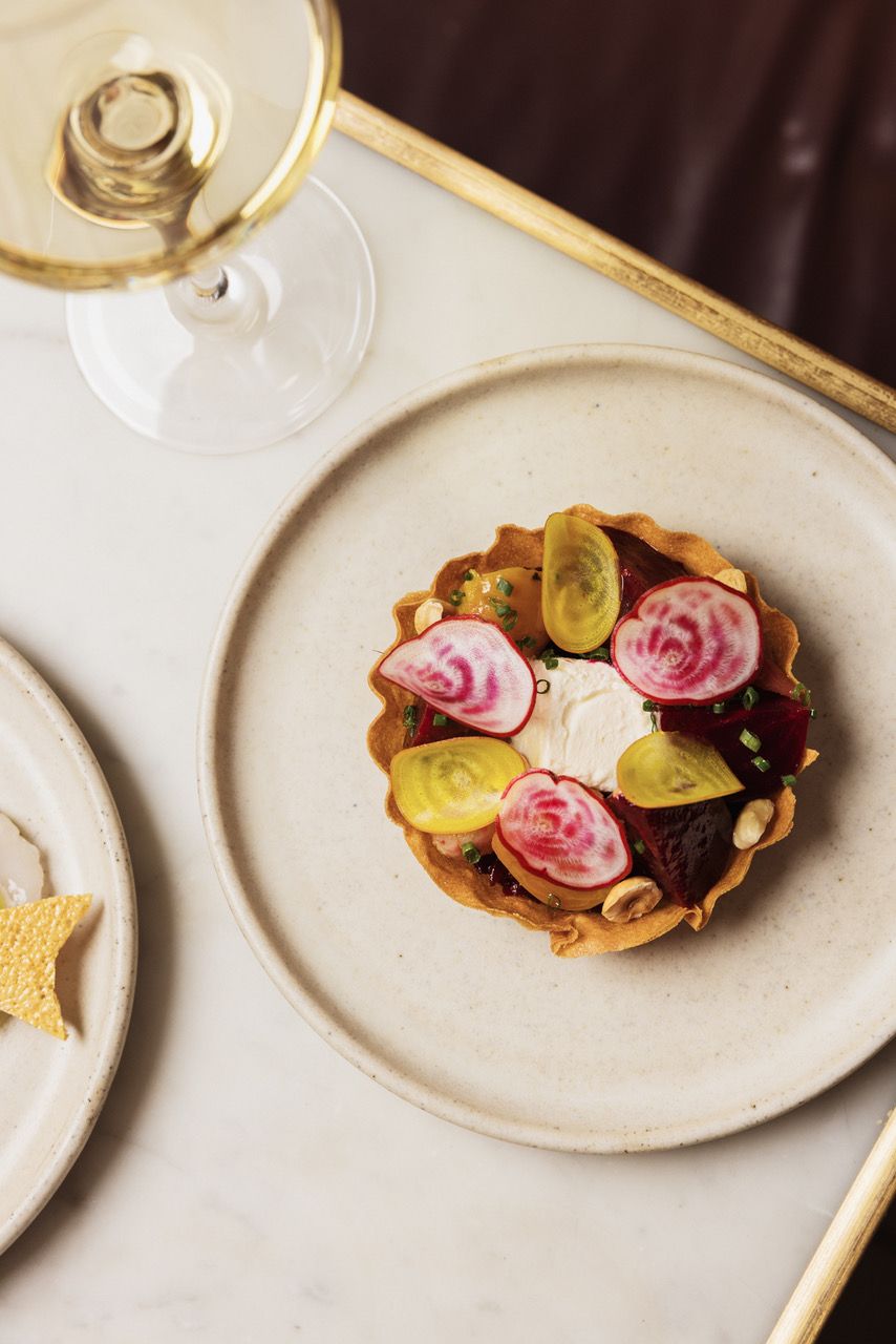 Anchovy Crostini with Pickled Peppers and a Glass of Smashable Wine at Leigh Street Wine Room Adelaide