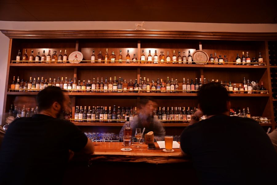 Whiskies at shelf in The Elysian 