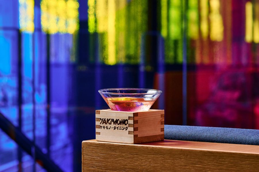 delicious plate with wine served at Yakimono