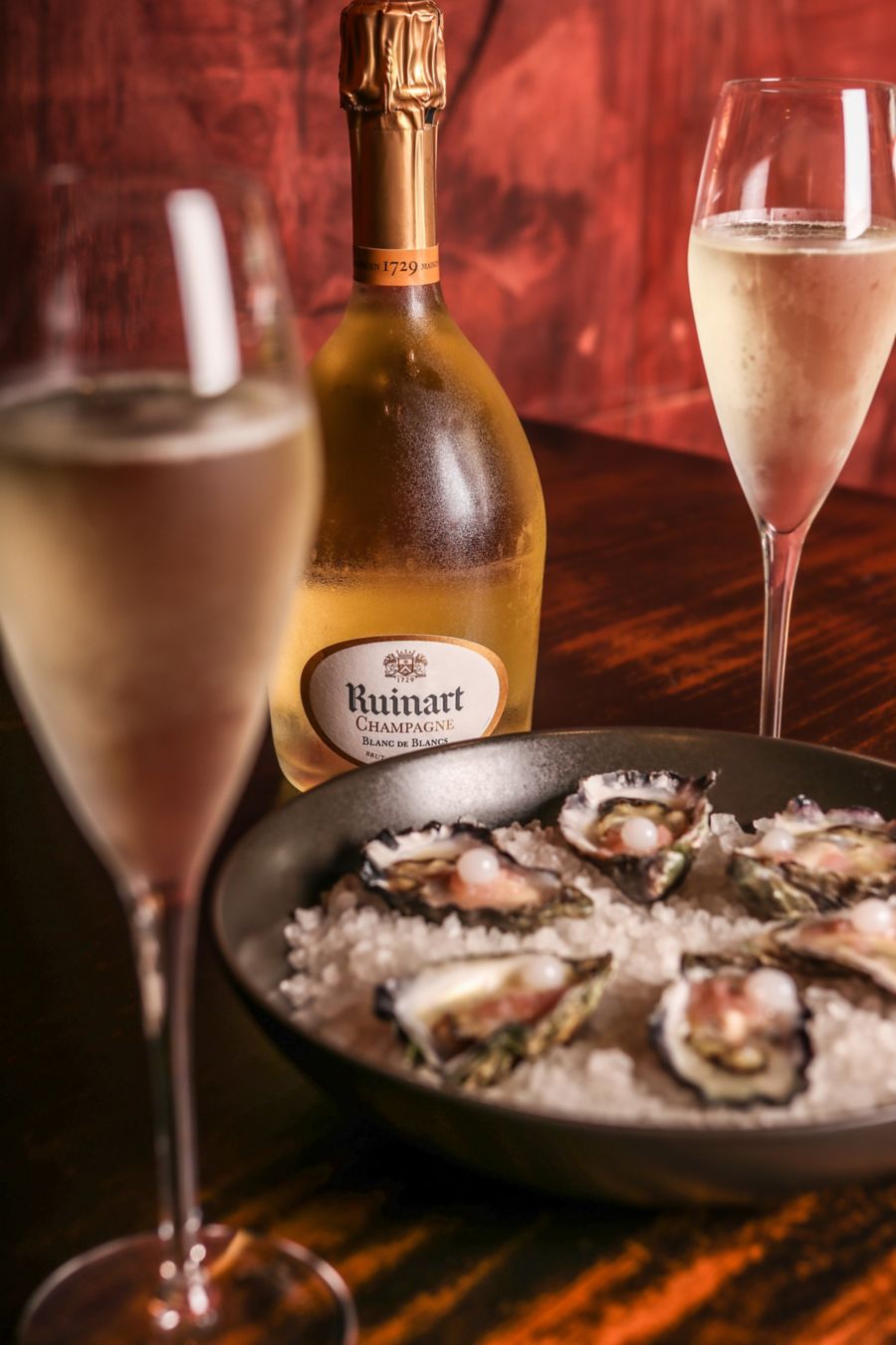 Ruinart Champagne with oysters 