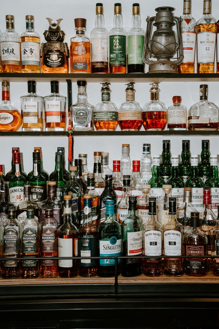 Variety of whisky's displayed at Whisky Den