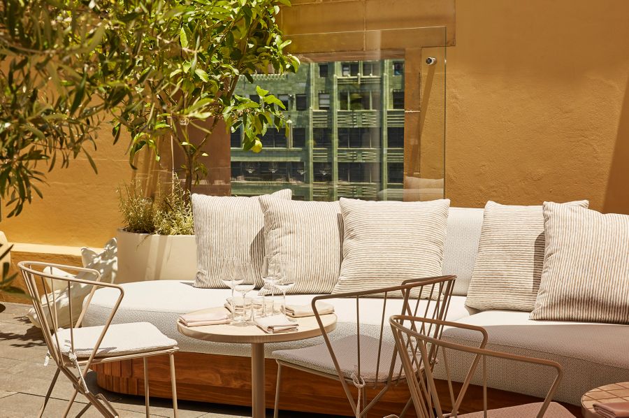 Terrace seating at the Shell House