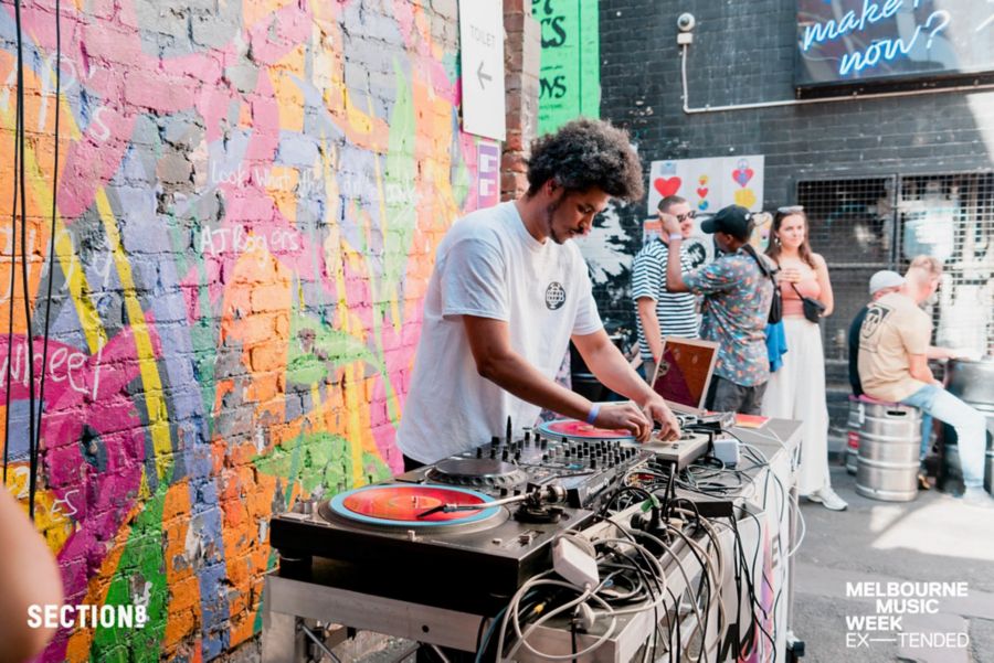 DJ at the Section 8 restaurant