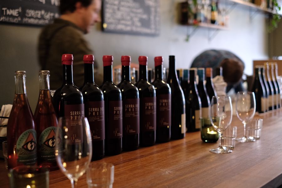 Liquor bottles lined up