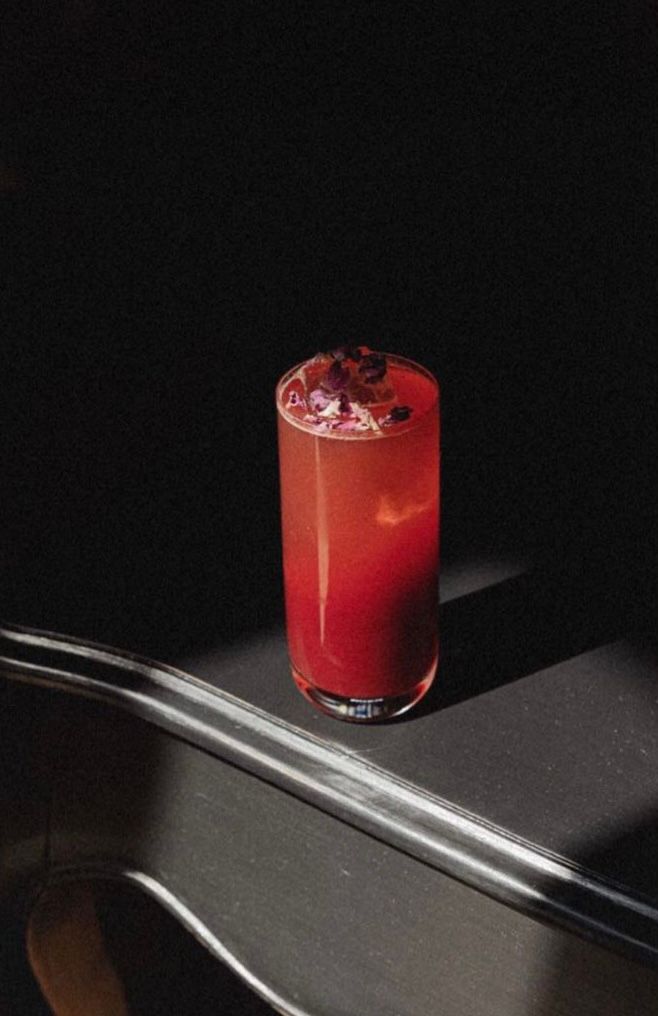 Glass of cocktail at the Dr Gimlette's bar, Birsbane